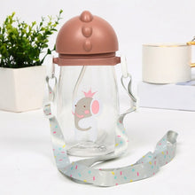 Load image into Gallery viewer, Kids Children Cartoon Animal School Drinking Water Straw Bottle Straw Sippy Baby Cup With Shoulder Strap 420ml
