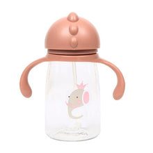 Load image into Gallery viewer, Kids Children Cartoon Animal School Drinking Water Straw Bottle Straw Sippy Baby Cup With Shoulder Strap 420ml