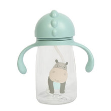 Load image into Gallery viewer, Kids Children Cartoon Animal School Drinking Water Straw Bottle Straw Sippy Baby Cup With Shoulder Strap 420ml