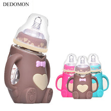 Load image into Gallery viewer, 240ml Baby Silicone Milk Feeding Bottle Mamadeira Vidro BPA Free Safe Infant Juice Water Feeding Bottle cup Glass Nursing Feede