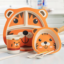 Load image into Gallery viewer, 5pcs/set Baby Dish Training Tableware Children Cute Cartoon Feeding Food Dishes Kids Dinnerware with Bowl Cup Spoon Fork  Plate
