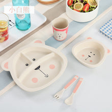 Load image into Gallery viewer, 5pcs/set Baby Dish Training Tableware Children Cute Cartoon Feeding Food Dishes Kids Dinnerware with Bowl Cup Spoon Fork  Plate