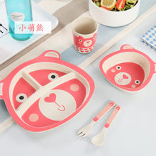 Load image into Gallery viewer, 5pcs/set Baby Dish Training Tableware Children Cute Cartoon Feeding Food Dishes Kids Dinnerware with Bowl Cup Spoon Fork  Plate