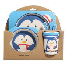 Load image into Gallery viewer, 5PCS Children Tableware Set-Five-piece Natural Bamboo Fiber Bowl With Cup Spoon Plate Fork Baby Dishes Plate Gift Tableware