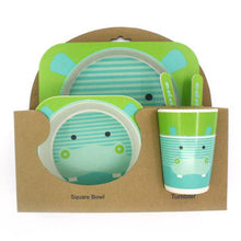 Load image into Gallery viewer, 5PCS Children Tableware Set-Five-piece Natural Bamboo Fiber Bowl With Cup Spoon Plate Fork Baby Dishes Plate Gift Tableware